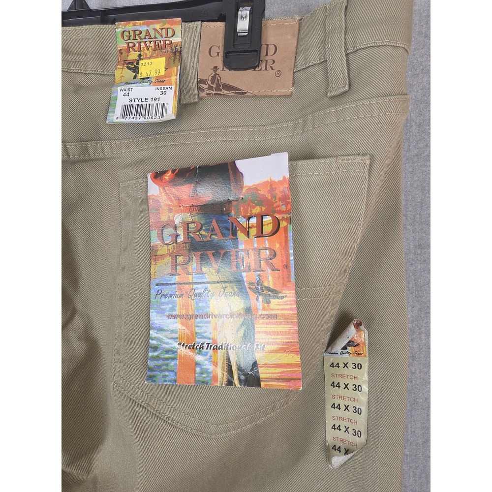 Grand River Mens 44x30 Tan Vintage Premium Jeans Stretch Traditional Outdoor NEW
